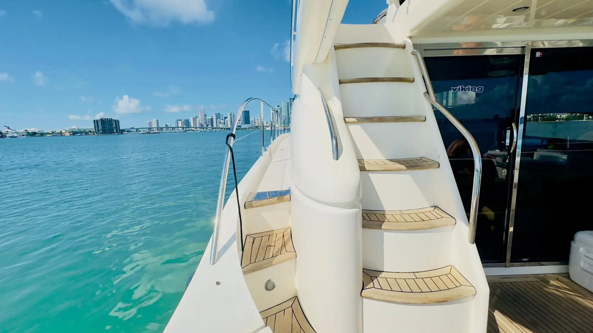65ft Viking yacht Miami teak deck surface