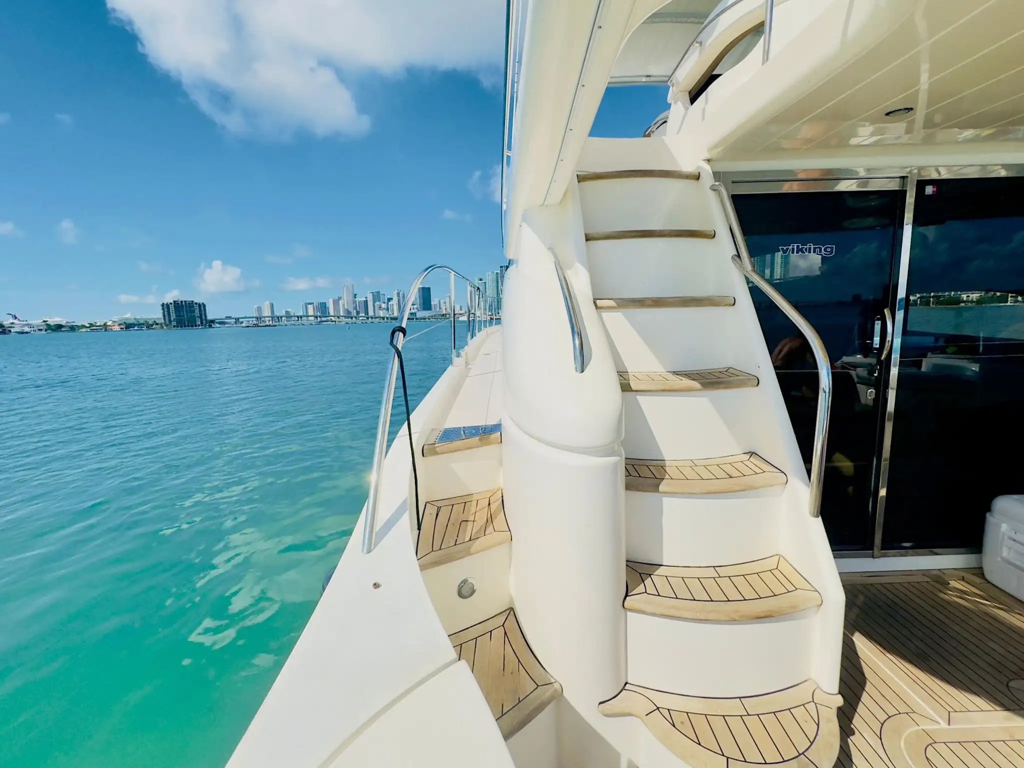 65ft Viking yacht Miami teak deck surface