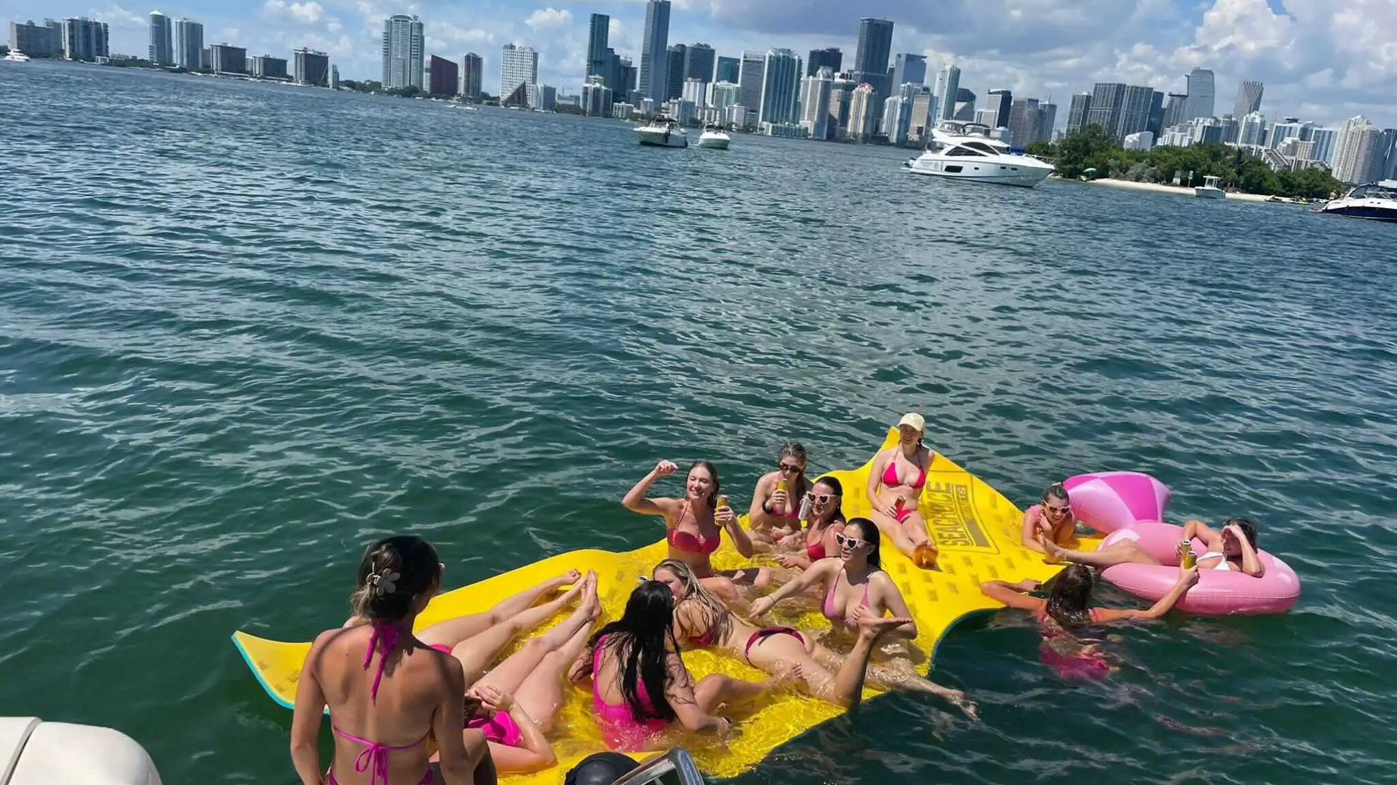 65ft Viking yacht Miami water toys off stern