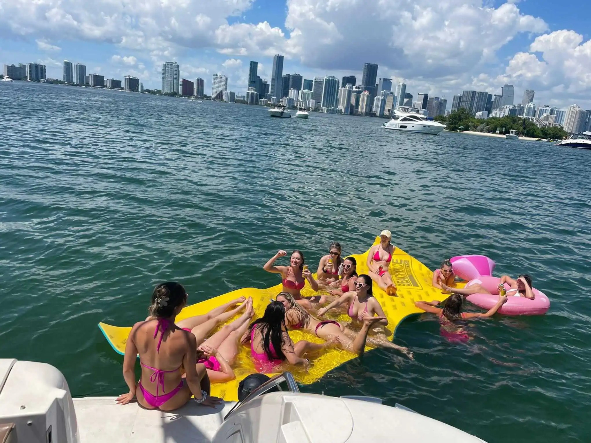 65ft Viking yacht Miami water toys off stern