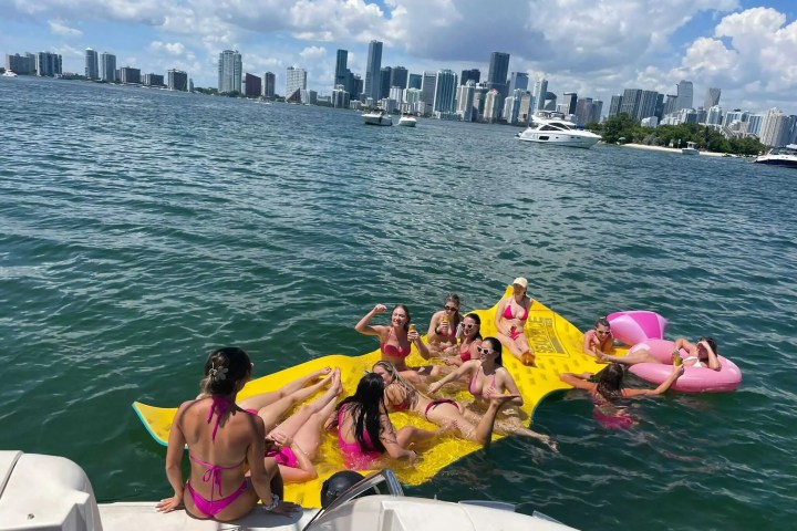 65ft Viking yacht Miami water toys off stern
