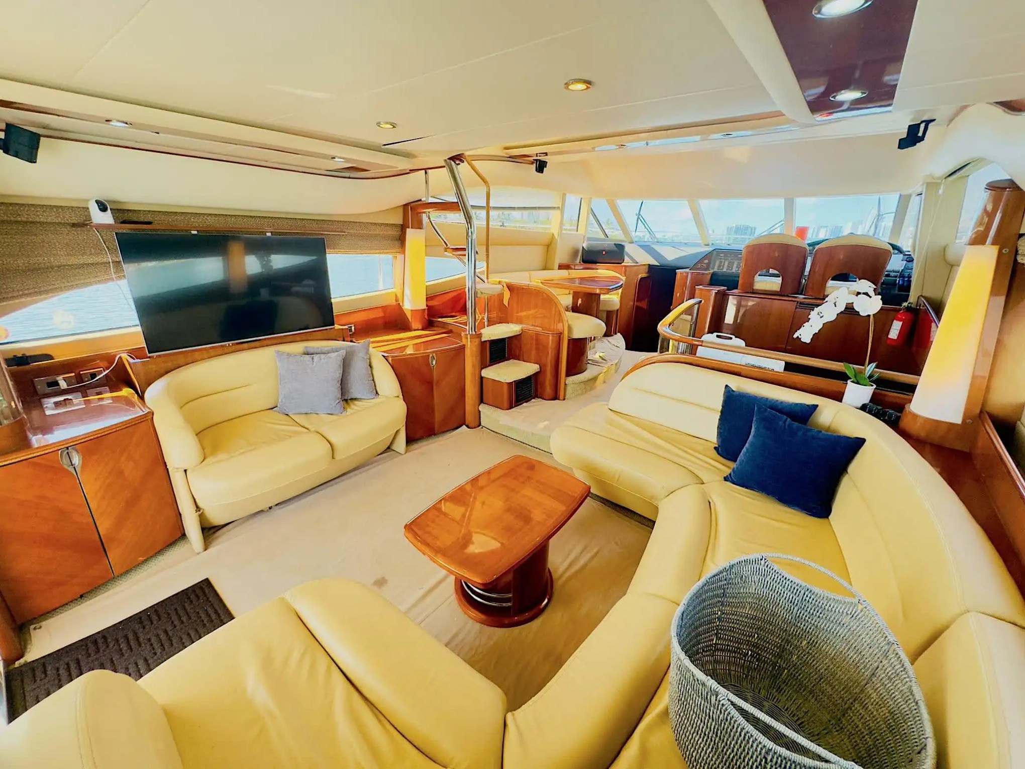 65ft Viking yacht Miami salon seating interior