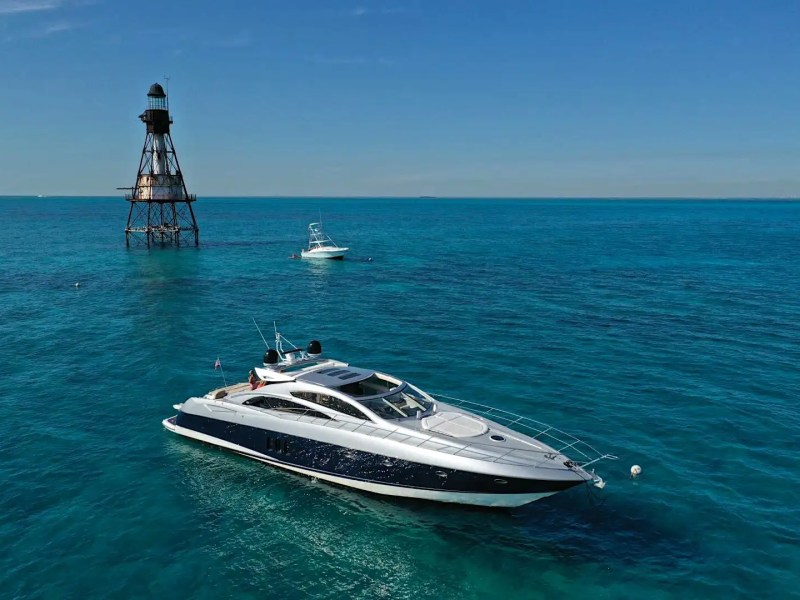Drone aerial view of 72′ Sunseeker Miami