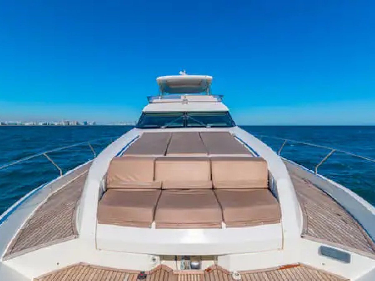 Bow sunpad on 75′ Prestige yacht rental in Aventura