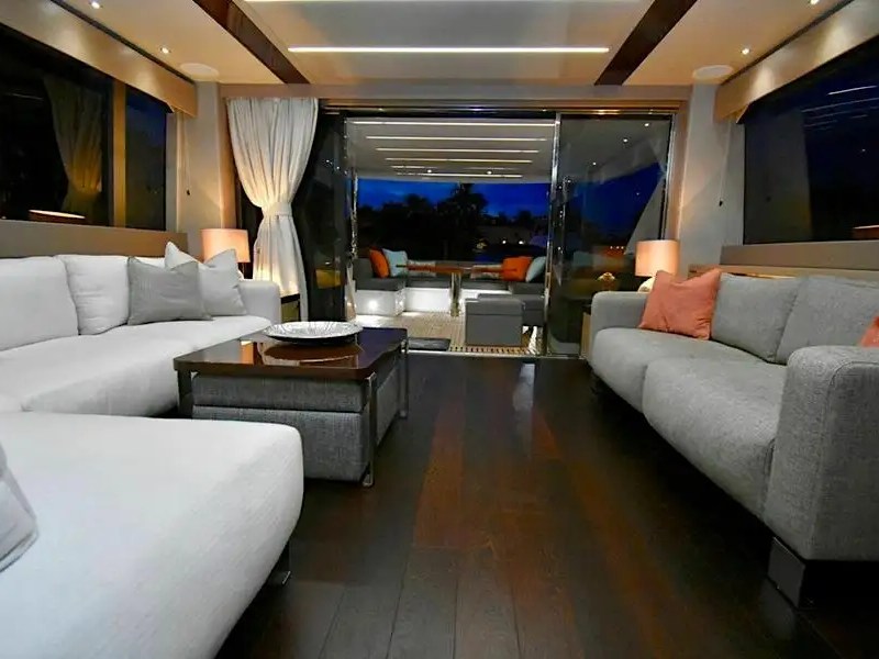 78' Sunseeker yacht charter luxury salon interior lounge Miami Beach