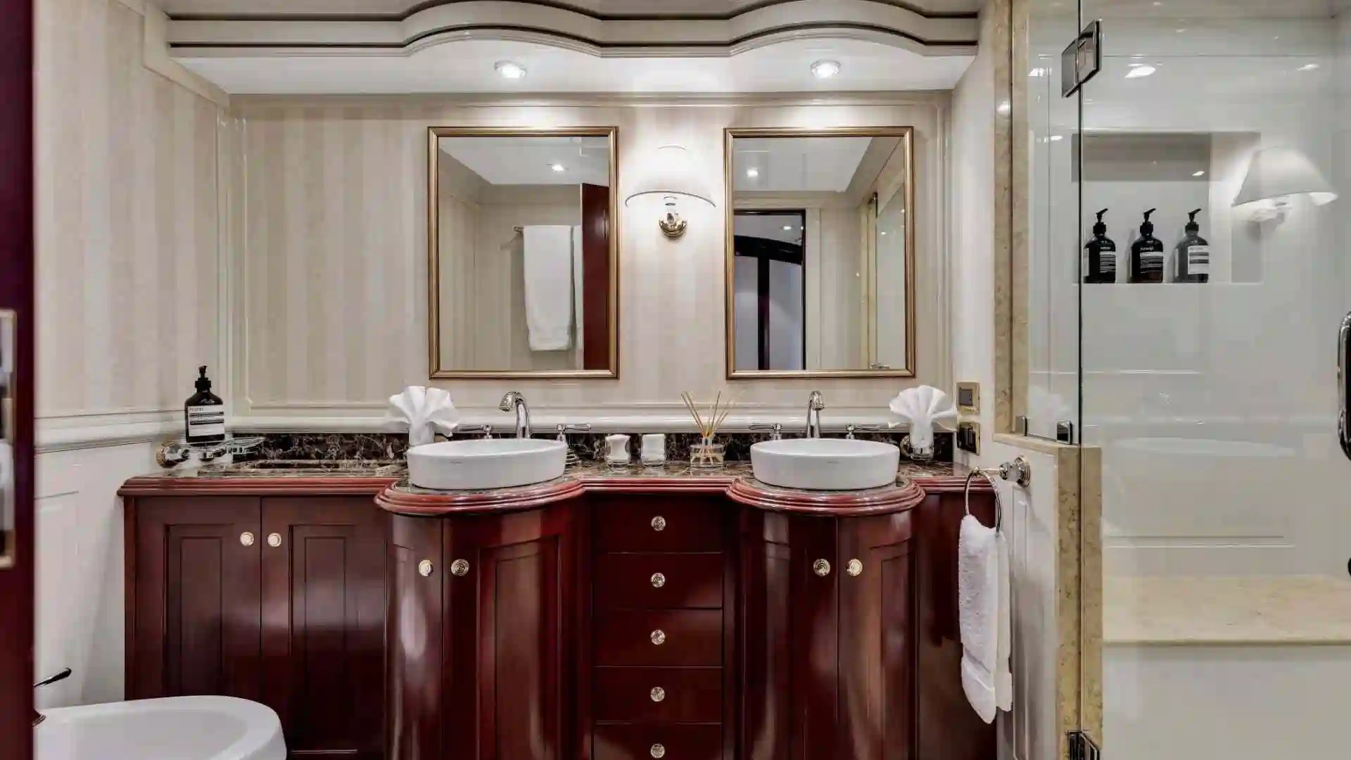 Master bathroom on 166′ Trinity Miami