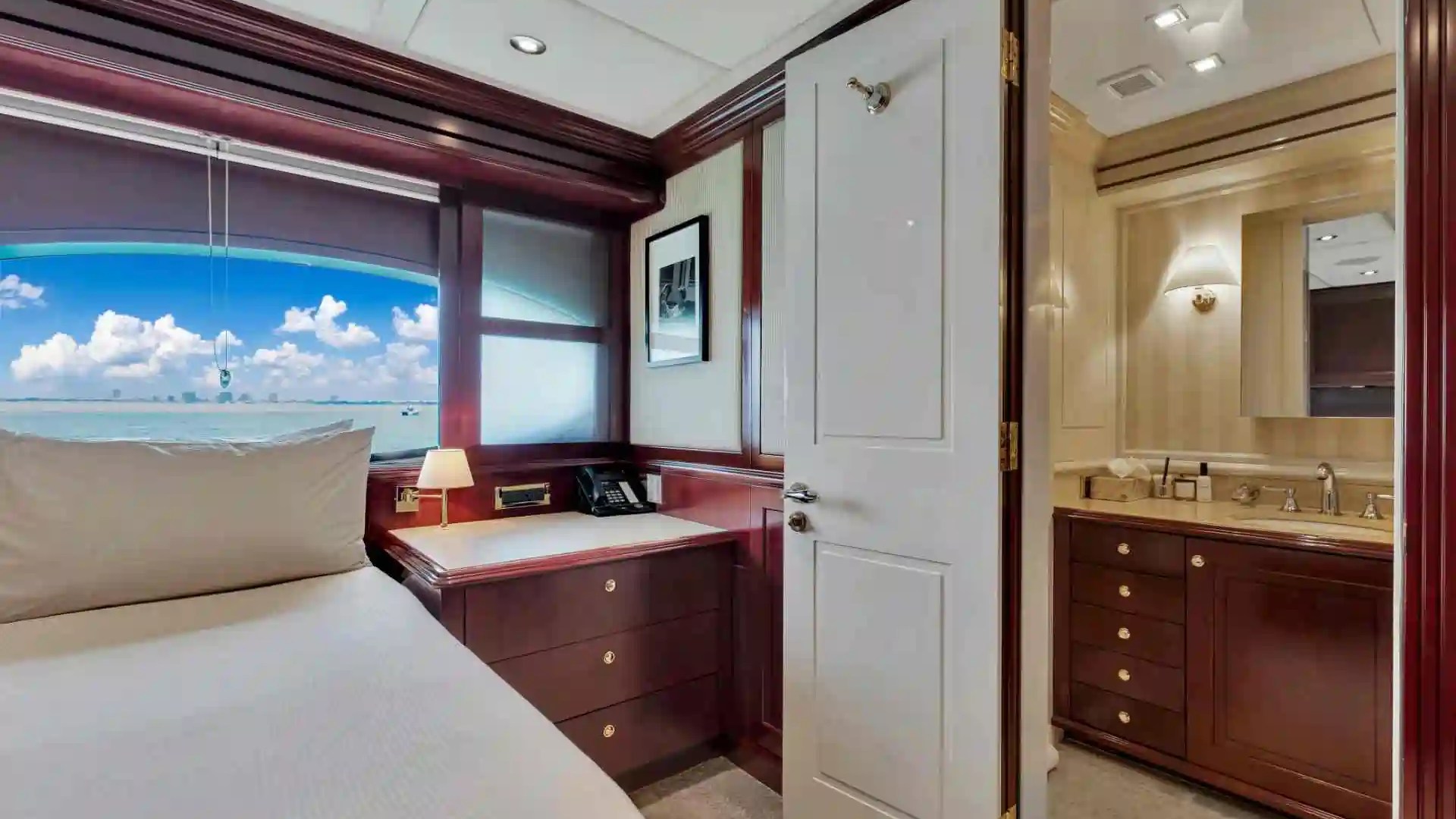 Guest bathroom on 166′ Trinity Miami