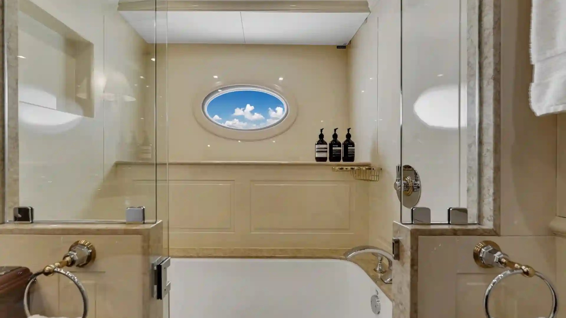 Interior décor detail on 166′ Trinity Miami