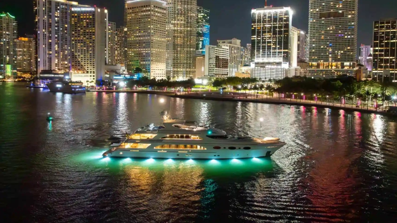 Underway cruising shot of 166′ Trinity Miami