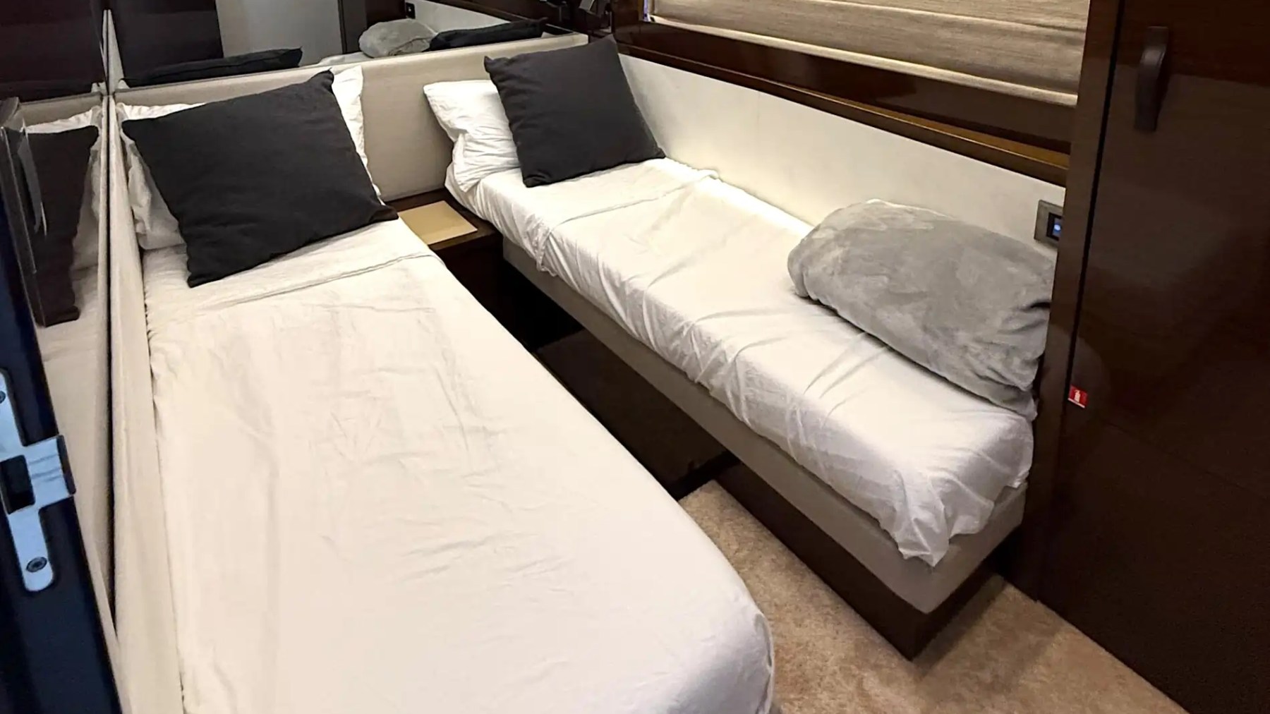 59' Azimut yacht charter twin cabin Miami Beach yacht rental interior