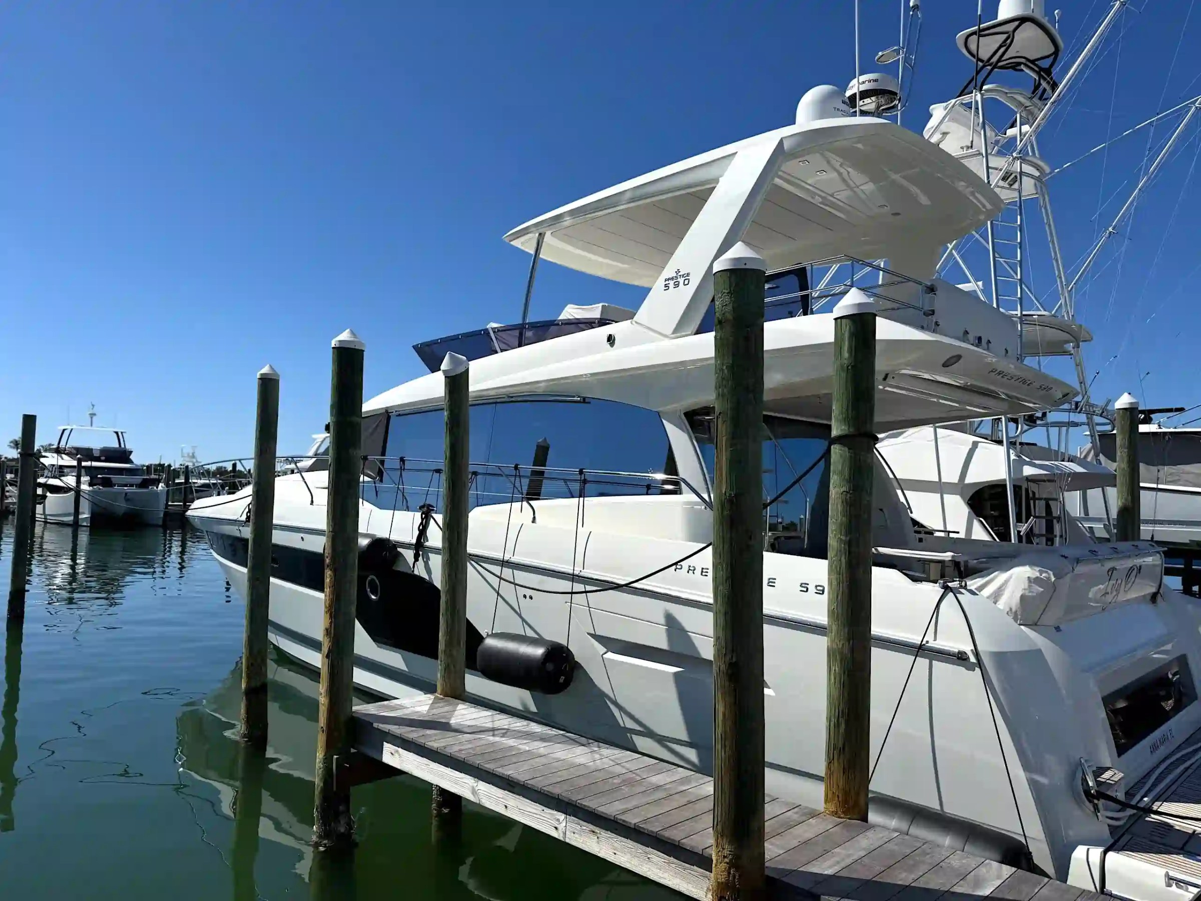 59' Azimut yacht charter docked Anna Maria exterior stern