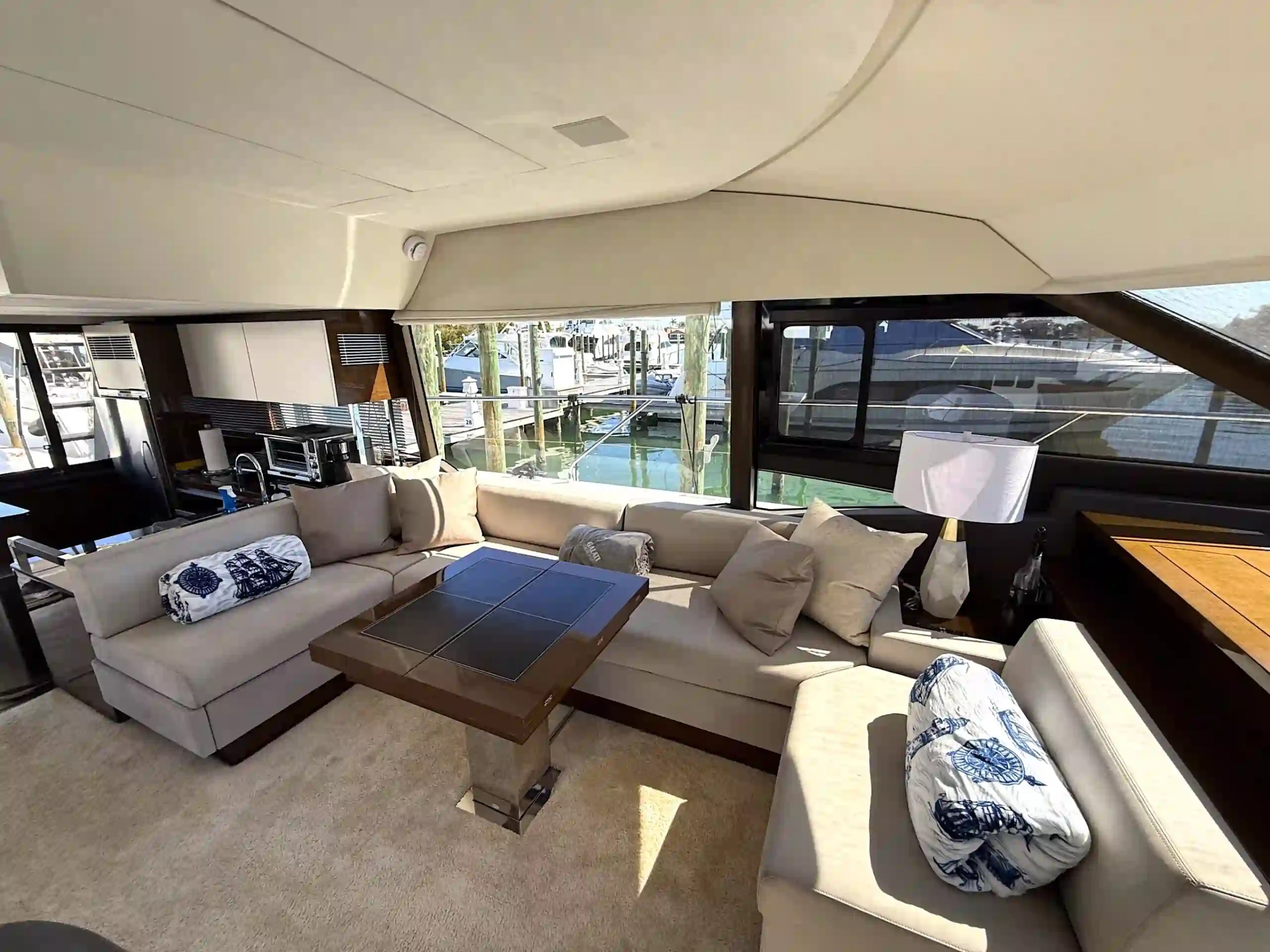 59' Azimut yacht charter interior lounge Anna Maria yacht rental