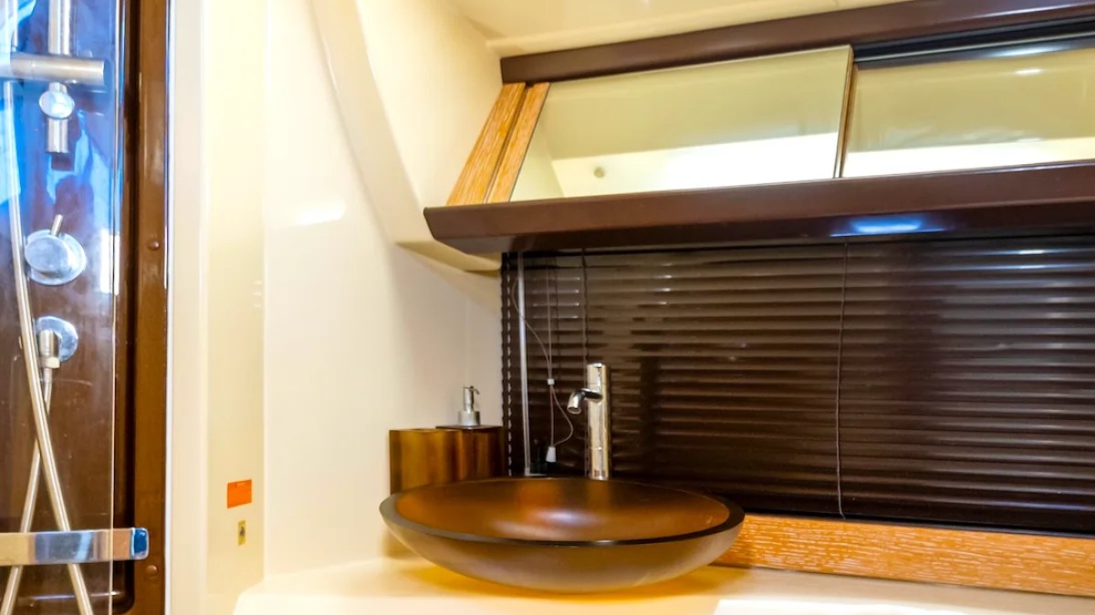 45' Azimut boat rental Miami bathroom interior sink vanity and shower