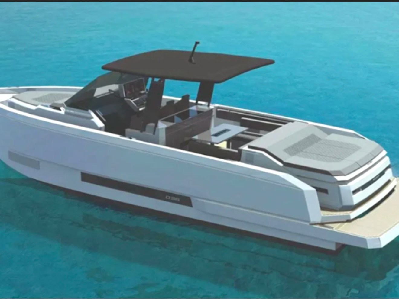 36' De Antonio Boat Rental premium aft sun pad and open deck layout in Delray Beach.