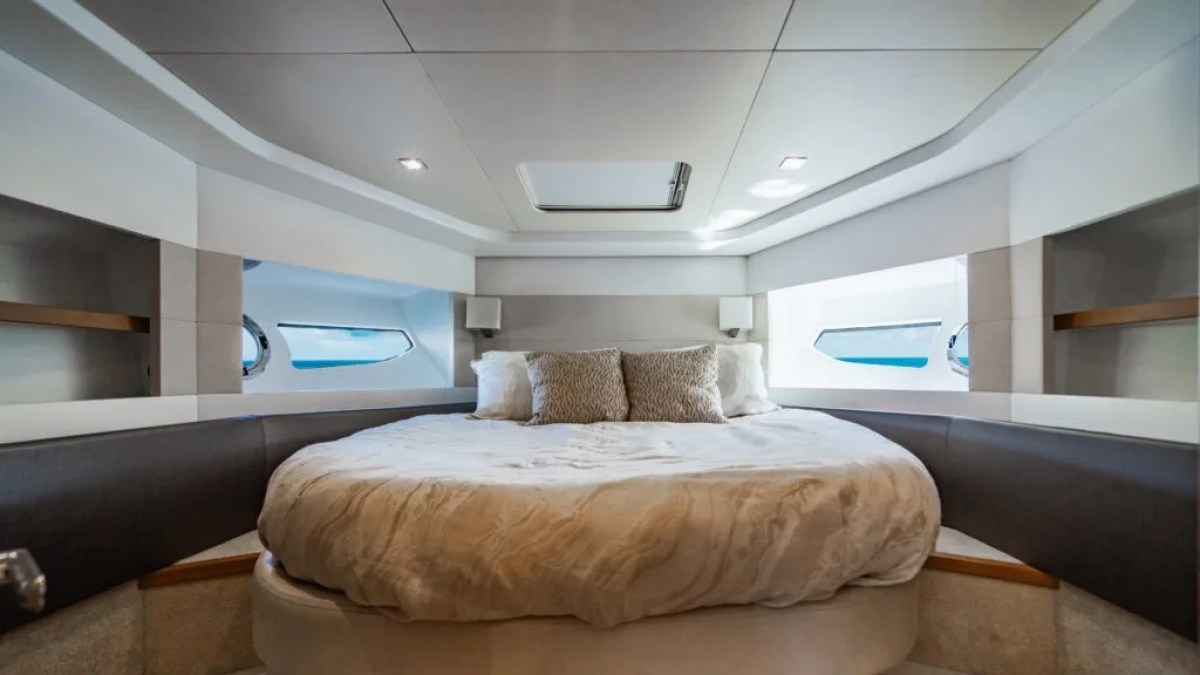 50' Beneteau Yacht Charter VIP forward stateroom with island berth in Delray Beach Florida.