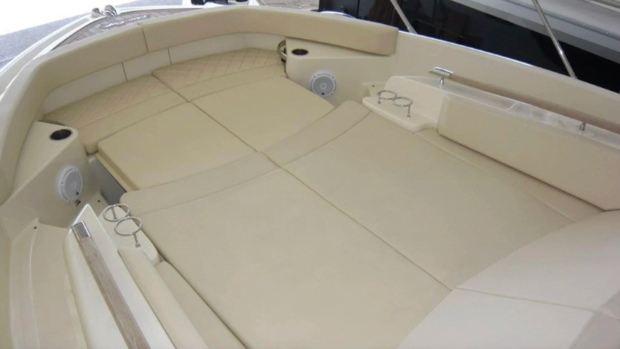 38' Chris-Craft Boat Rental with an oversized bow sun pad and premium lounge seating in Riviera Beach.