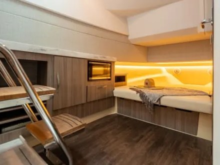 38' Regal Boat Rental private cabin with queen berth in Riviera Beach Florida.