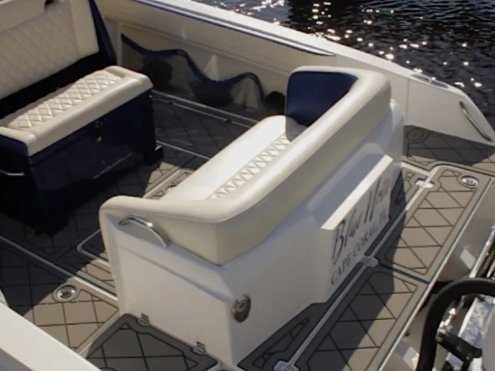 Nor-Tech Boat Rental with premium aft cockpit seating and spacious open deck layout.